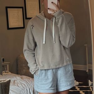 Brown ripped long sleeve hooded sweatshirt